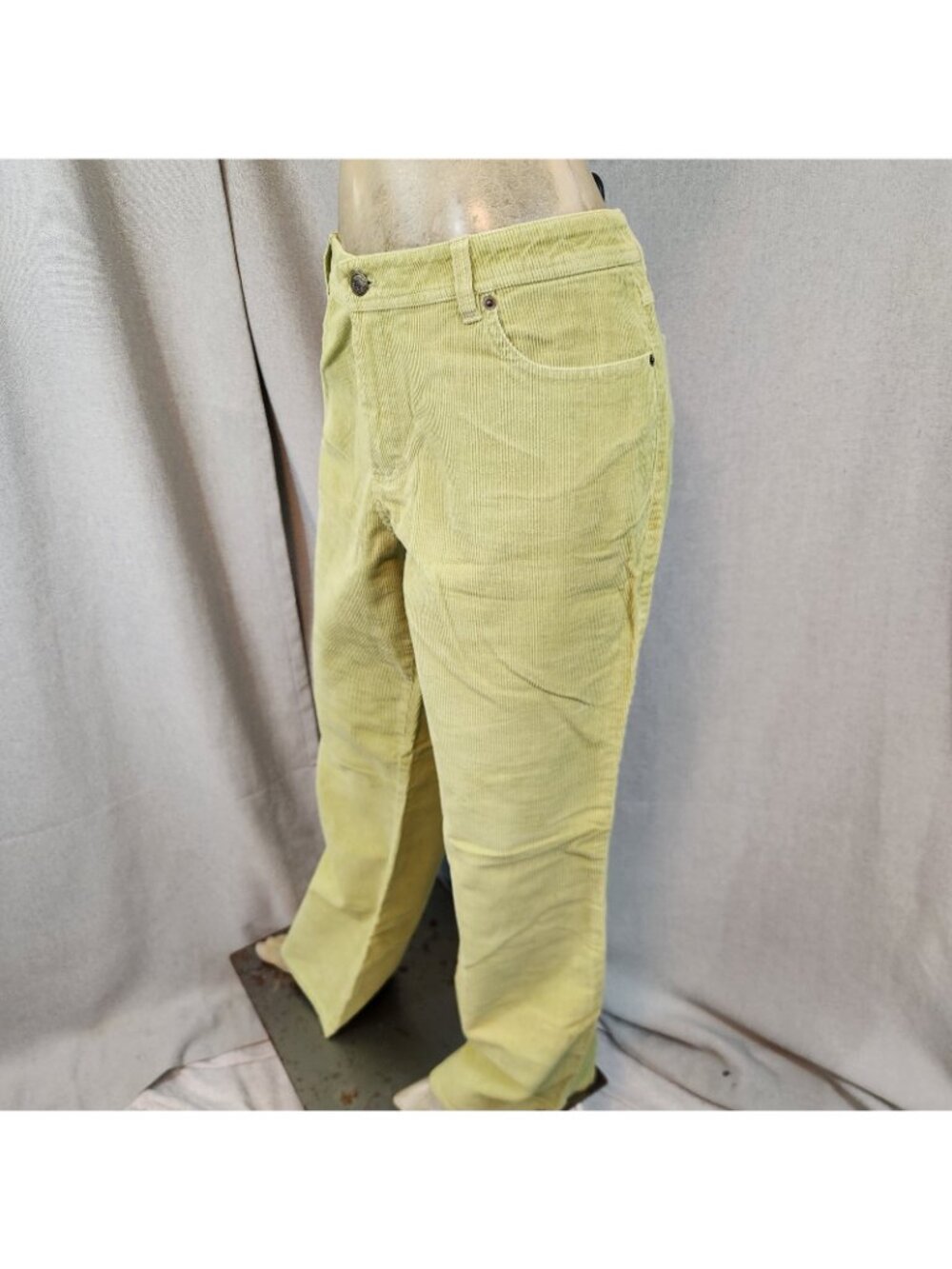 Garnet Hill Lime Green Corduroy Straight Leg Pants Slacks Size 16 LONG 36 Wx33 I - Picture 7 of 8